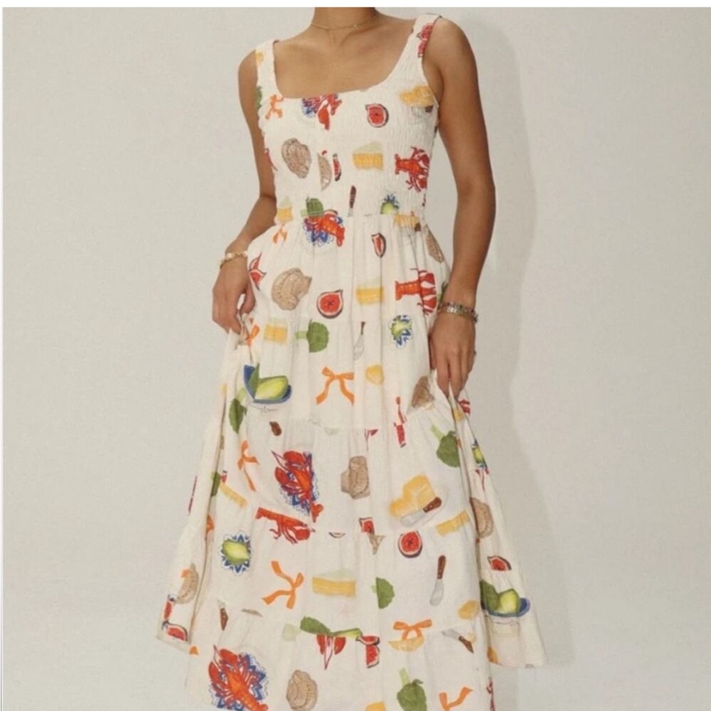 bailey rose buon appetito food print midi smoked dress size small